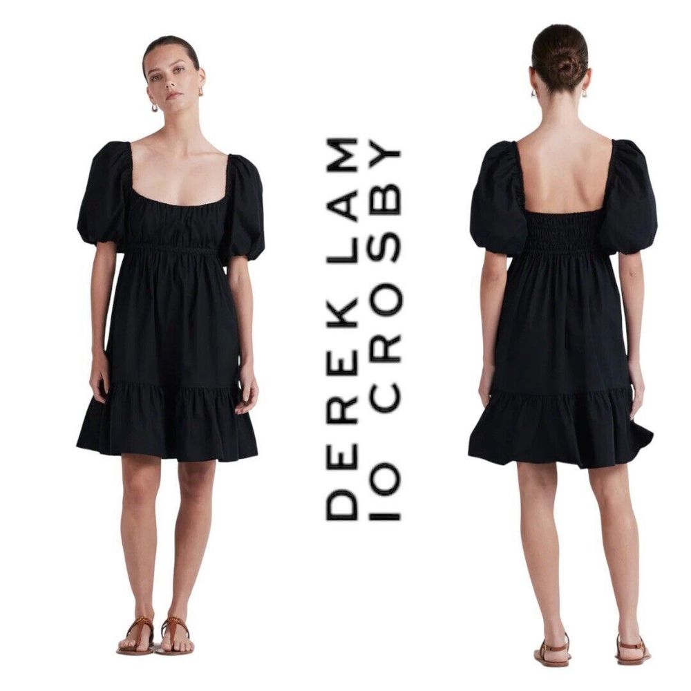 Derek Lam 10 Crosby Ada Balloon Sleeve Black Mini Dress Sz 6 NWT Orig. MSRP $450